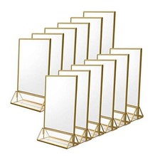 Pack 4 x 6 Clear Acrylic Wedding Table Number Holder Stands with Gold 4x6" 12