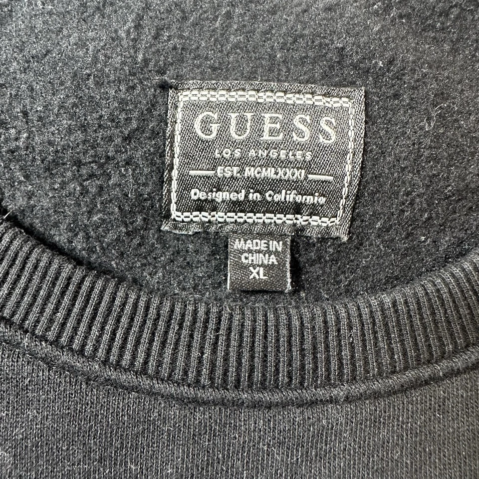 Guess Los Angeles 男式黑色圆领套衫标志运动衫拉链 XL 码 — 第 4/4 张图片