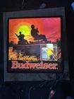 Vintage Budweiser Beer "This One’s For You” Lighted Black Box Fishing Sign