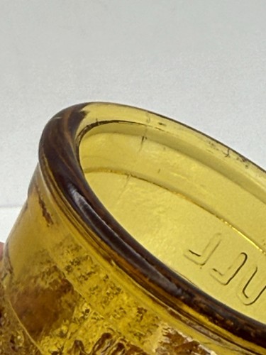 Porta stuzzicadenti vintage "Just A Thimble Full" vetro ambrato shot glass jigger - Foto 8 di 19