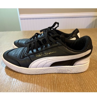 Puma Ralph Sampson Low Mens Size 9.5 Black White Leather Sneakers 370846-01