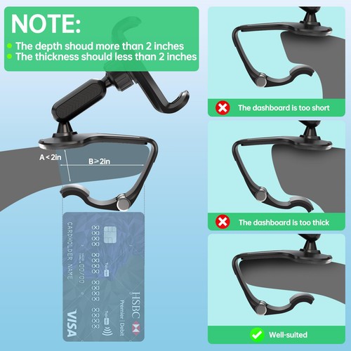 Phone Mount for Car Dashboard, 360 Degree Rotation Universal Cell Phone Holde... - Picture 2 of 6