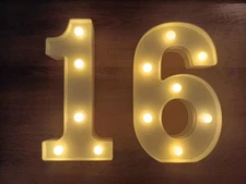 Treela 8.7'' Decorative LED Light up Numbers Sign and Balloons 16th Birthday