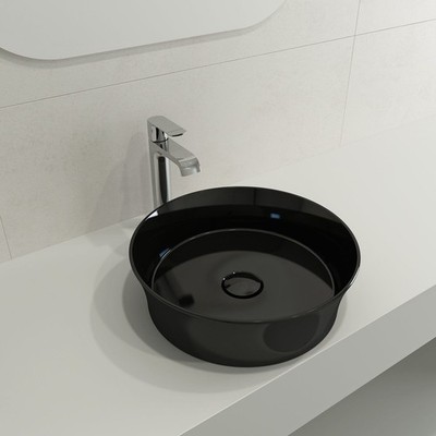 Sottile Round Vessel Fireclay 15 in. in Black