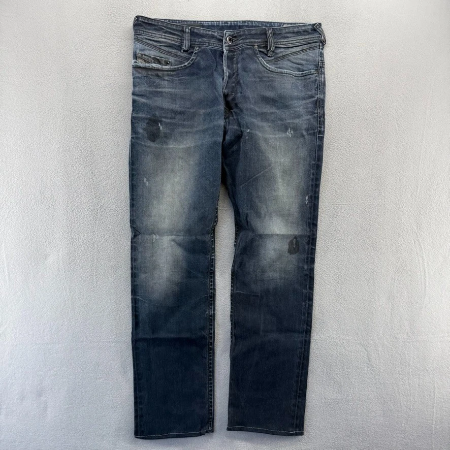 Diesel Jeans Uomo Iakop 0088z, Regular Slim Tapered, Blu Scuro, 99% Cotone 1% Elastan, Modello Iakop Lavaggio 0111D