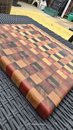 Handmade End Grain Cutting Board From Exotic Wood, 35cm X 29cm X 3cm