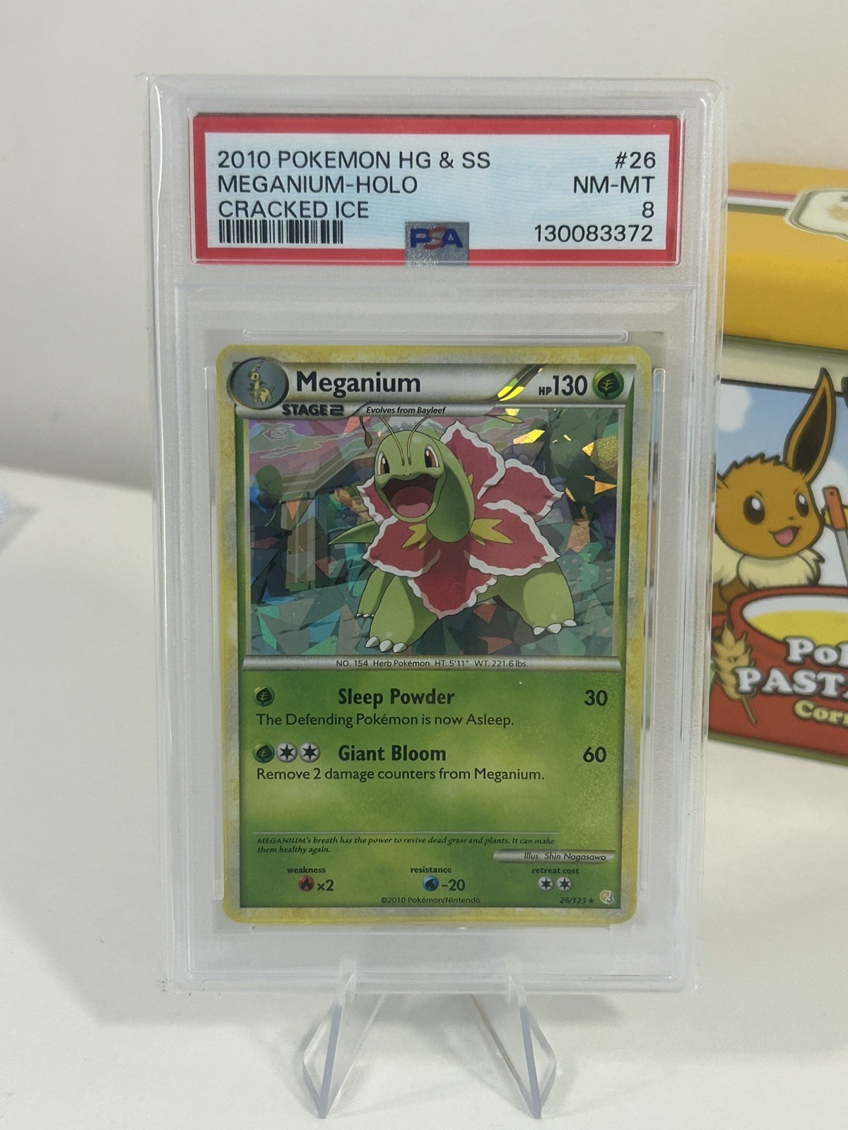 PSA 8 NM/MT Meganium 26/123 - Cracked Ice Holo - Pokemon TCG Card 2010 HG & SS