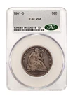1861 O CACG VG8 - Silver Seated Liberty Half Dollar 50c US Coin Original So Nice
