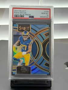 2023 Select Puka Nacua RC Light Blue Prizms Premier #94/99 Rams PSA 10
