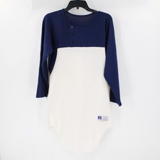 Vintage Russell Athletic Shirt Men Large Henley Raglan Tee Nylon Cotton baseball