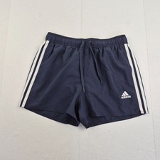 ADIDAS Swim Shorts Small Blue Men's Elastic Waist Sports Graphic Logo