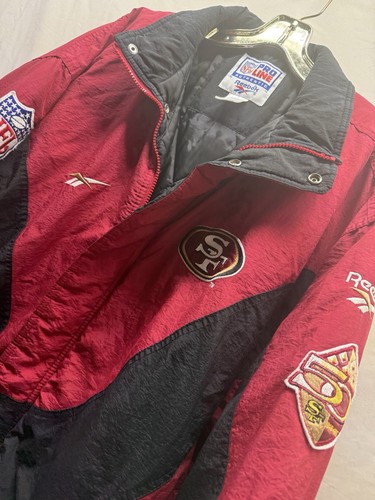Vtg 90s San Fransisco 49ers Reebok Puffer Jacket 2XL 1995 50th Anniversary NFL - Picture 2 of 9
