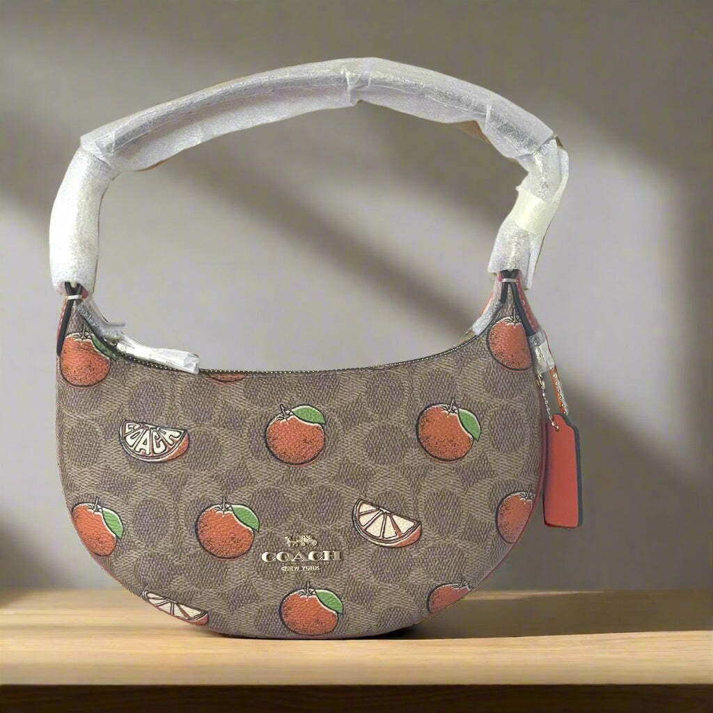 Coach Mini Payton Shoulder Bag Oranges Signature Canvas