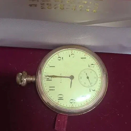 Elgin Vintage Gold Pocket Watch Antique Design Official