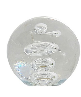Vintage Pfeiffer Hand Made Holland Art Glass Paperweight Clear Spiral Swirl 3'' 