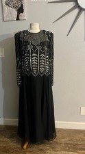 Brilliante by J.A. Beaded Sequin Evening Gown Black Size XL