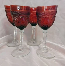 4 Luminarc Cristal D'Arques Durand France Antique Ruby Red Crystal 8" Goblets