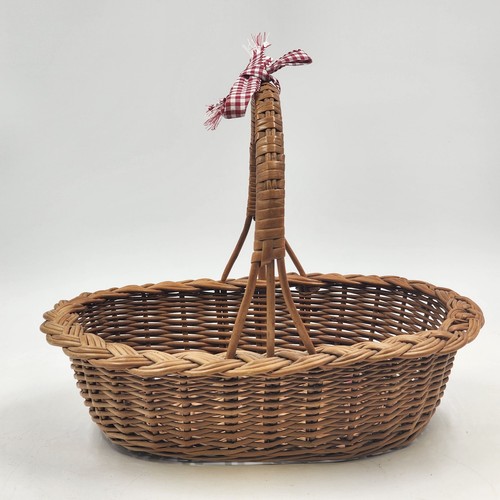 French Wicker Woven Gathering Basket Picnic Basket with Handle Farmhouse Cottage - Picture 5 of 9