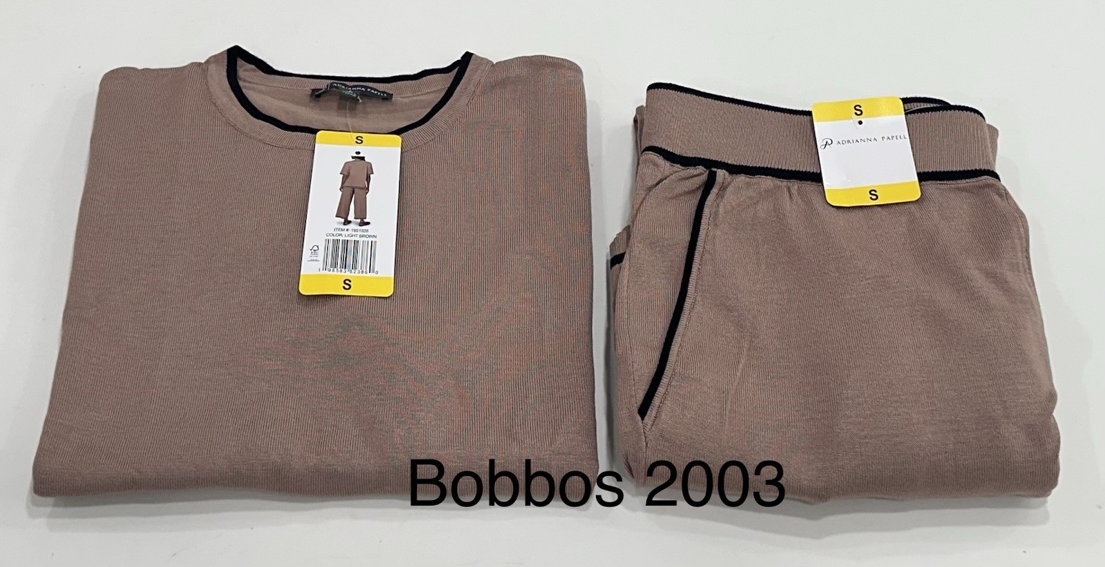 Adrianna Papell Women's 2-Piece Knit Sweater Top Wide-Leg Pant Set, LT Brown, S