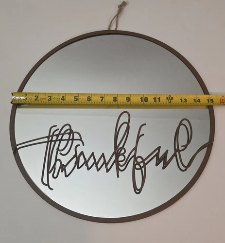 Thankful Metal Wire Elegant Decor 15" Round Mirror  - Picture 2 of 2