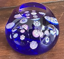 Vintage Pairpoint Complex Spaced Millefiori Faceted Glass Paperweight Rose Heart