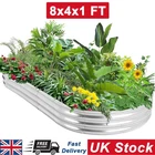 8x4x1 FT Galvanised Steel Raised Garden Bed Outdoor Flower Vegetable Planter Box