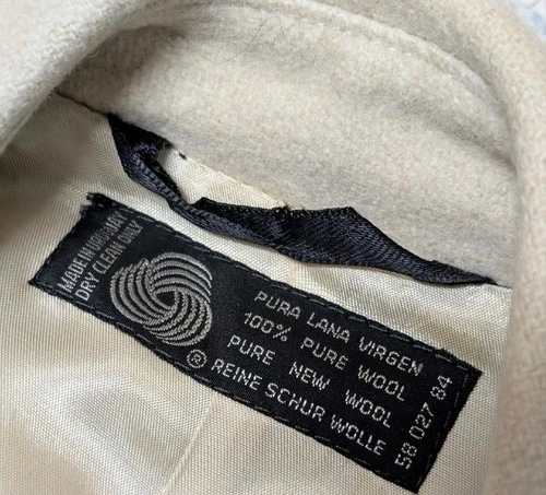 vintage OVERCOAT wool BELTED off-white 36 sherlock AMERICAN MALE slim XS image 5