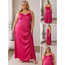 Reformation Marguerite Silk Dress Plus Size 24 Hot Pink Midi