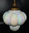 Vintage Swag Falkenstein Double Bubble Lamp Pearl Iridescent Milk Glass 1960’s