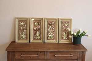 Vintage Four Seasons by MetalCraft MCM 3D Floral Wall Art Set of 4 Complete