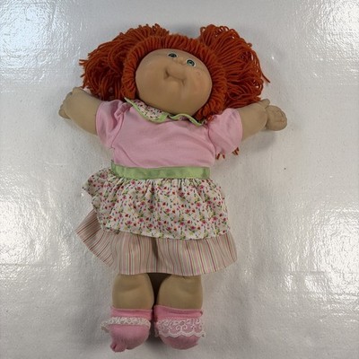 Vtg 1985 Cabbage Patch Kid Girl Orange Yarn Hair Green Eyes Head Mold 8 Coleco