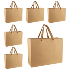 Brown Gift Bags,6 Pcs Large Gift Bags,Brown Kraft Paper Shopping Bags with Ha...