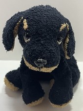 Russ Berrie Stuffed Plush Puppy Dog Beanie Soft Toy Black Tan