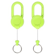 2 Pack Heavy Duty Retractable Keychain with 23.6" Steel Cord Green 