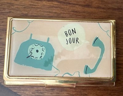 Kate Spade Lenox Snap ID Holder Business Card Case Bon Jour Blue Telephone