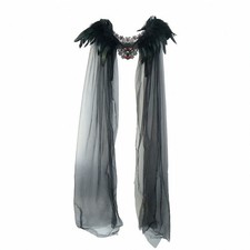 Shoulder Cape with Feathers Dramatic Gothic Cape with Skull Flowing