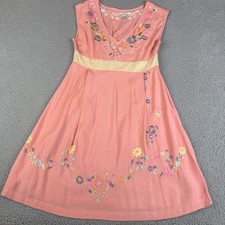 Urban Outfitters Kimchi Blue Midi Dress Womens S Coral A Line Floral Embroidered