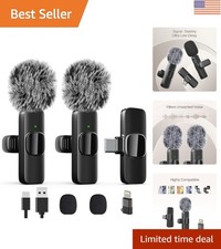 Noise-Reducing Wireless Lavalier Mic for iPhone Type-C Devices - Dual Pack