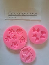 Set Of 3 Silicone Molds Flowers And Bows Resin, Clay, Baking