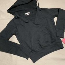 Women's Black Hoodie Top Lightweight Sweatshirt Cotton Small NWT