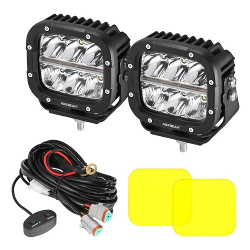 AUXBEAM Pair 5" inch LED Driving Combo Pod Lights Offroad + Amber Cover for Jeep - Picture 3 of 12