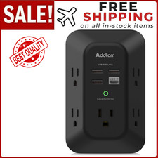 USB Wall Charger Surge Protector - 5 Outlet Extender with 4 USB Charging Ports