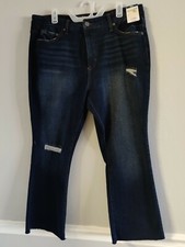 Terra  Sky Women Blue Vintage Distressed Boot Cut Jeans Pants Plus Size 16W