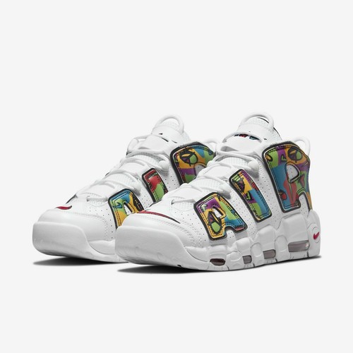Air More Uptempo Peace Love UK 10 EUR 45 White University Red DM8150 100 - Picture 2 of 6