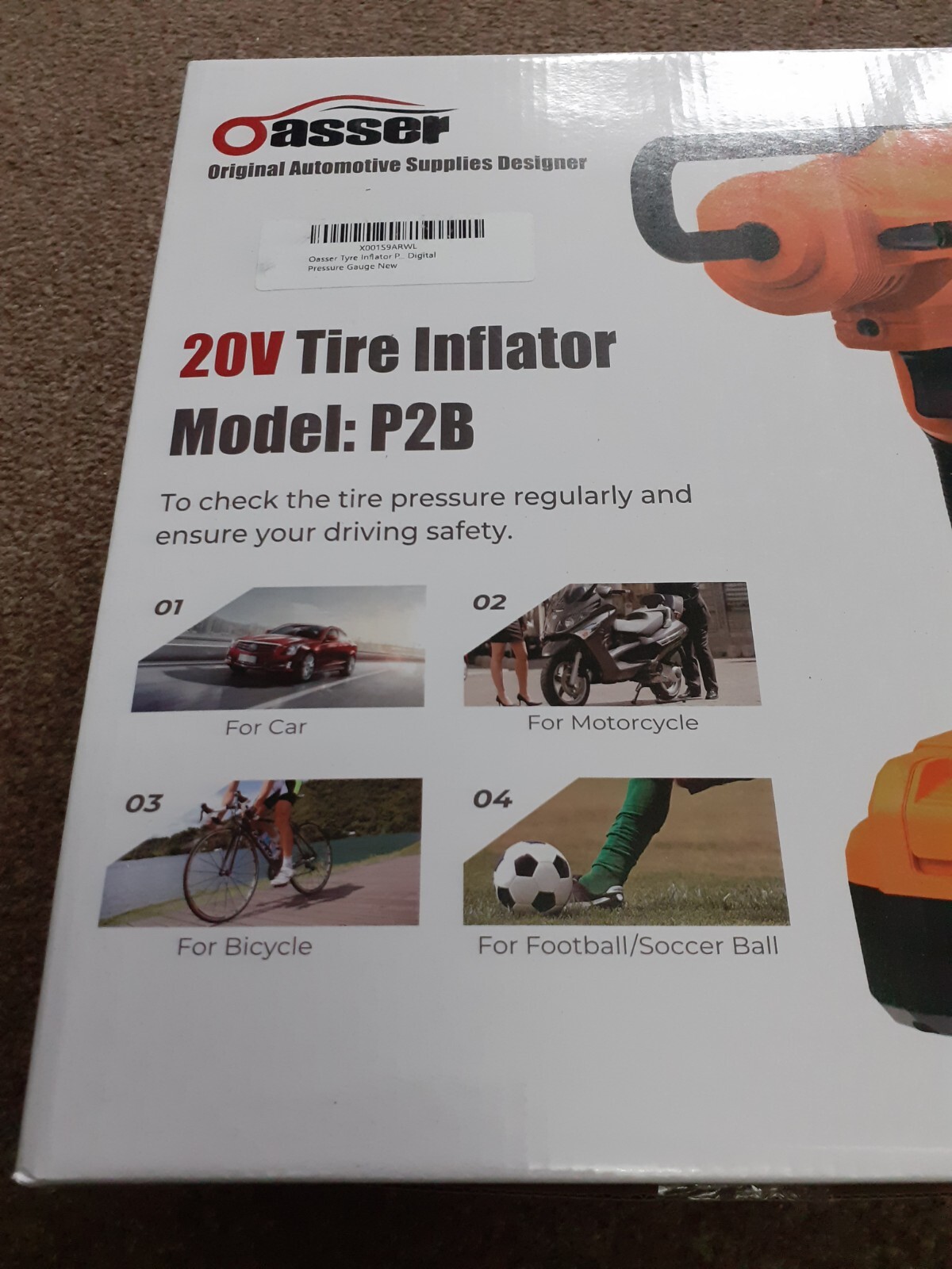 Oasser 20v cordless tire inflator P2B digital pressure gauge pump car tyre eBay