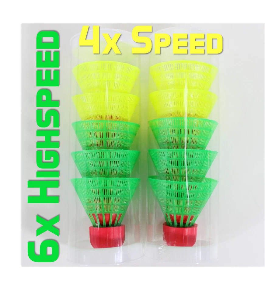 QMBASIC 10x Speedbadminton Federbälle schnell | Badmintonbälle gelb neon Bälle Federball