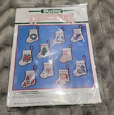 Bucilla Tiny Victorian Stockings 10 Christmas Counted Cross Stich Craft Kit