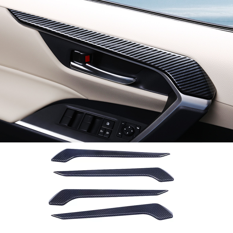 Carbon Fiber Interior Door Decoration Strip Cover Trim For Toyota RAV4 2019-2024