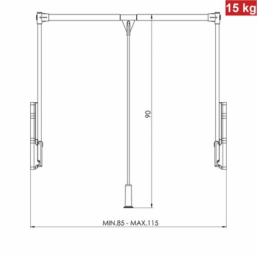 SO-TECH® Kleiderlift Breite 850 - 1150 mm Wardrobelift Lift Kleiderschranklift - Bild 12 von 16
