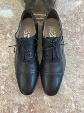 Ferragamo BOSTON Men's Giancini Black Leather Cap Toe Oxford Shoes 8E EUC  895